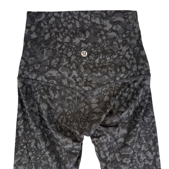 Lululemon Align High Rise Leopard Print Leggings Women's Black Gray Size 2 - Picture 1 of 7